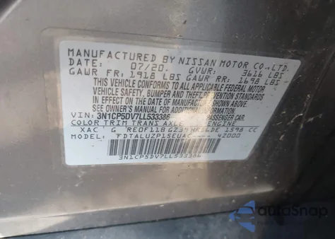 2020 Nissan Kicks Sr Xtronic Cvt из США, поврежденный, VIN 3N1CP5DV7LL533386